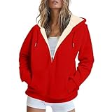 Cowyams Sweatjacke Damen Reißverschluss Kapuzenjacke Warme Jacke Einfarbig Kapuzensweatjacke...