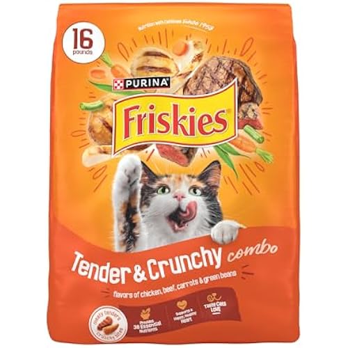 Purina Friskies Tender and Crunchy Combo with Flavors of Chicken, Beef, Carrots and Green Beans Dry and Tender Cat Food - 16 Lb. Bag (Packaging may vary)