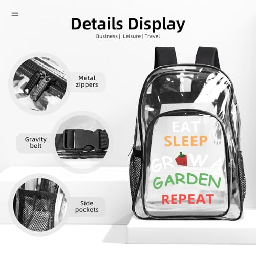 Eat Sleep Grow A Garden Repeat Bags Novelty Transparent Backpack And Lunch Bag And Pencil Case (3 Piece) 5
