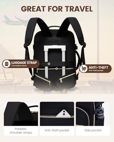 Image of LOVEVOOK 40L Travel Backpack with Waist Strap,Flight Approved Carry on Backpack,Waterproof Personal Item Travel Bag,TSA Carry on Luggage Suitcase Travel Essentials,Gifts for Women & Men,fit 17 inch Laptop