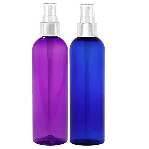 MoYo Natural Labs 8 oz Spray Bottles Fine Mist Empty Travel Containers, BPA Free PET Plastic for Essential Oils and Liquids/Cosmetics (Pack of 2, Multi-Color)