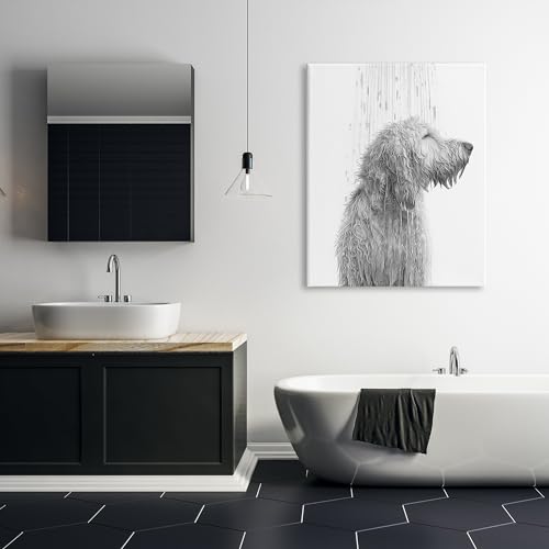 Image of Stupell Industries Dog Bathroom Splash, 36 x 48 Inch Canvas Wall Art