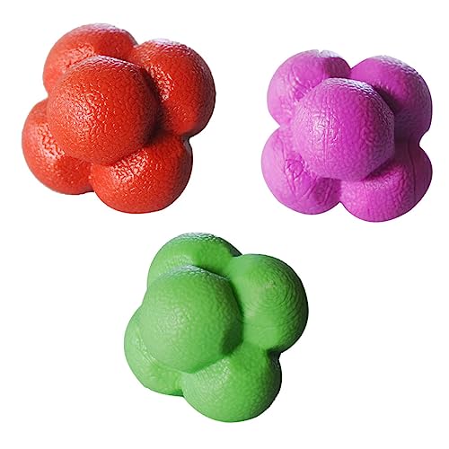 Abaodam 3pcs High-elasticity Hexagonal Reaction Fitness Agile Balls for Home Training Agility Alertness Exercise Equipment for Sports Drills and Athletic Skill Development Random Color