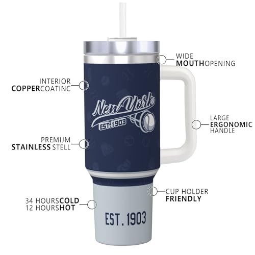 Image of New-York 30 oz Tumbler with Handle and Straw,Car cup,Coffee Mug,100% Leakproof Insulated Tumbler with Lid and Straw,Made of Stainless Steel,Cup Holder Friendly Base,Classic Collection Gifts for Fans