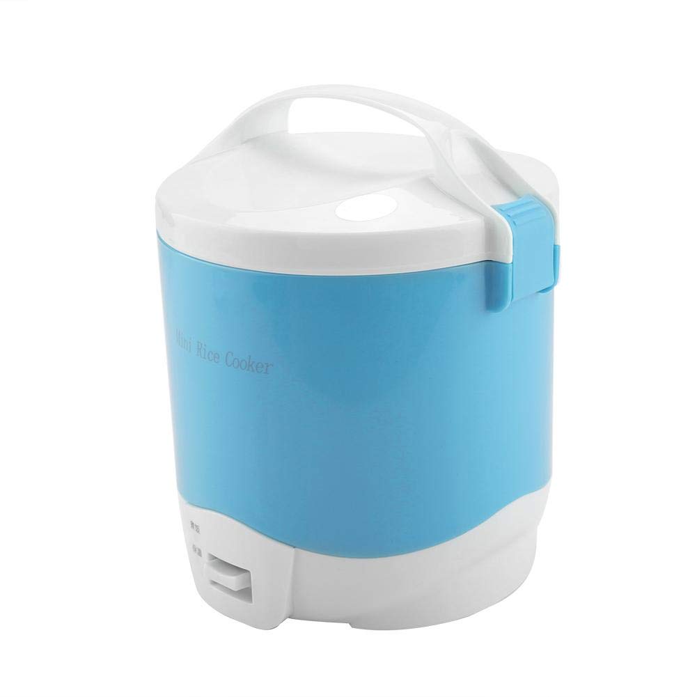 Arrocera mini de 1.6 litros, 24 V 180 W Arrocera eléctrico de alimentos Fiambrera portátil para calentar alimentos con cazo extraíble Olla de vapor Cuchara para medir la taza para Camión (Blue)
