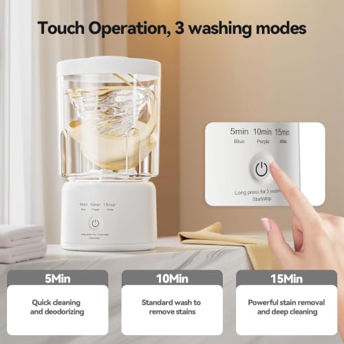 Image of Portable Mini Washing Machine, Rechargeable Underwear Washing Machine Makeup Brush Cleaner Machine Small Clothes Mini Washer for Home, Hotel, Travel and Camping (White)