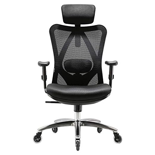 SIHOO Silla de Oficina ergonómica, Silla giratoria de Malla Transpirable, con Ruedas silenciosas Antideslizantes, Soporte Lumbar Ajustable, reposacabezas y apoyabrazos, Carga máxima 150 kg