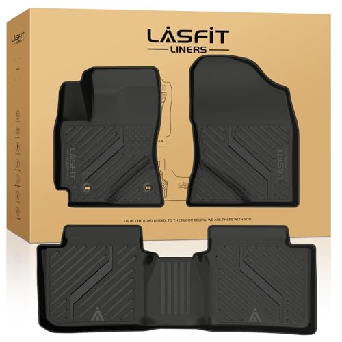 Image of LASFIT All Weather Floor Mats for Toyota Corolla Sedan 2014-2019, TPE Black | All Weather Full Coverage Custom Fit TPE Floor Liners for Toyota Corolla 2014-2019, Easy to Clean, 1st & 2nd Row