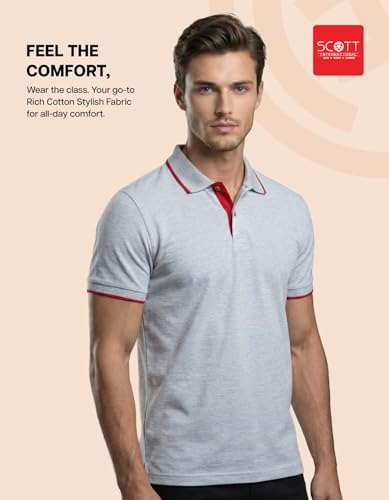Image of Scott International Cotton Polo T Shirt | Collar Tshirts | Half Sleeves Plain T Shirt | T-Shirt |Tshirt for Men Stylish | Men's Tshirt
