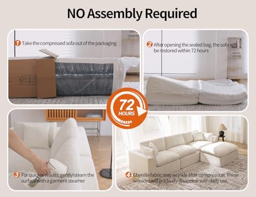 OMDZSWXQY 146" Modular Sectional Sofa – Modern Cloud Couch with Deep Chenille Seats, L-Shaped Boneless Sofa, Pet-Friendly, No Assembly, Brown — view 2