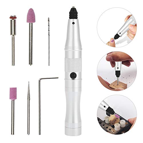 ã€Christmas Giftã€‘Boquite Mini Rotary Tool, Electric DIY Hand Drill Machine Grinder Drilling Tools Engraving Pen Grinding Milling Polishing Accessory(White)
