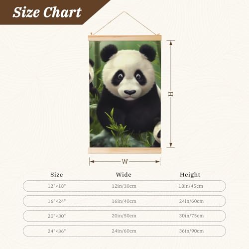 Toile panda avec cadre en bois structure rigide et prête à poser