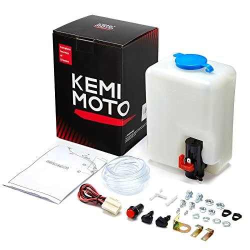 KEMIMOTO Universal Car Windshield Washer Pump Washer | Fluid Reservoir Bottle Kit…