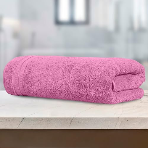 Image of Elegant Comfort Three Line Popcorn Towel Set for Bathroom 35 x 70 inches, Premium Hotel Quality 1-Pack Jumbo Towels, 100% Turkish Cotton, Soft and Durable, Quick Dry and Highly Absorbent, Light Pink
