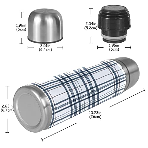 Insulated Water Bottle Stainless Steel Water Bottles Metal Water Bottle, Plaid Black White #TOP4