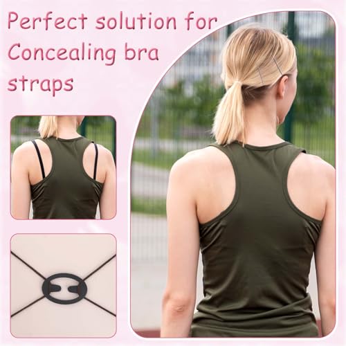 Molain 12PCS Bra Strap Holder Clips for Racerback, Bra Strap Clips Anti-Slip Buckles Conceal Straps for Back for Women Cross Back Convertors Adjustable Bra Straps for Cleavage Control