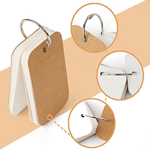 Koogel 6 Pack Revision Flash Cards, 300pcs 2.2 x 3.5 Inches White Mini Blank Cards Kraft Flash Paper Study Index Cards for Back to School College Stationary Supplies