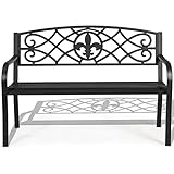 ★ Klassisches Aussehen ★ Die Rückenlehne der Parkbank ist eine hohle Blumenform, die Farbe ist klassisch schwarz, einfach und schön. Daher eignen sich der Parkbank für Gärten und Balkone verschiedener Stilrichtungen.