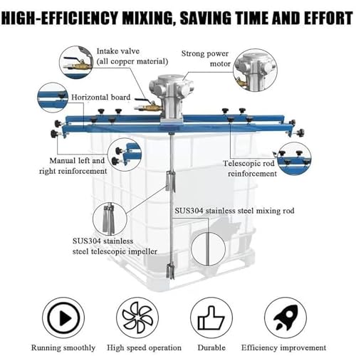 Agitateur pneumatique industriel à turbine renforcée et arbre extensible - 4