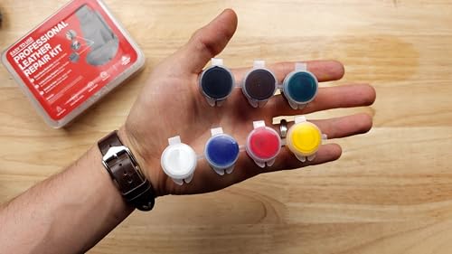 Leather & Vinyl Repair Kit – Liquid Repair Compound with Filler Paste, Color Mixing Paints, Backing Fabric, Sandpaper – for Car Seats, Boats, Dashboards, Upholstery, Furniture, Jackets - Thumbnail 7