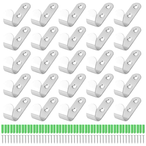 HonQiShiMY Ensemble de crochets multifonctions 25 pièces en acier inoxydable, crochets de bâche pour accessoires de remorque, crochets muraux à visser, crochets de fixation pour bâche, petits crochets