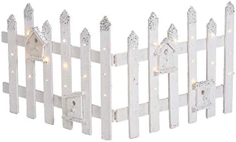 Guaranteed4Less Christmas Rustic Wooden Snow Fence LED Lights Tree Skirt Stand Cover Decorations (White with Silver Tips, 2)