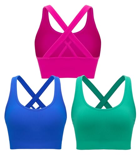 Image of RUNNING GIRL Sports Bras for Women,Seamless Strappy Sports Bra High Support Crisscross Back with Removable Pads