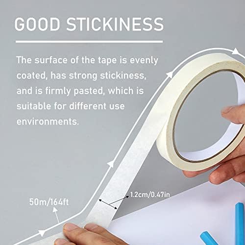 Haohai 3 Rolls 12mm x 50m White Artist Tape, Drafting Tape, Painting Masking Tape, Removable Crepe Paper Tape for Painting, Arts, Office (3)