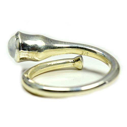 Bague en pierre de lune artisanale en argent massif 925 ajustable