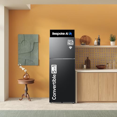 Image of Samsung Smart Choice 467 L, 3 Star, Convertible 5-in-1, Digital Inverter, Frost Free Double Door, Bespoke AI WiFi Enabled Refrigerator (RT80F51C3KHL, Luxe Black)
