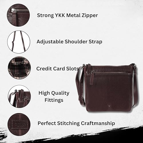 8.25 Inch Genuine Leather Crossbody Sling Bag for Women - Trendy Casual Office Bag with Adjustable Strap2
