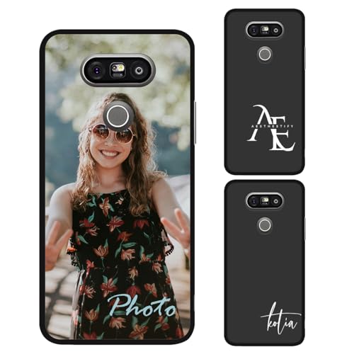 AESTHESTIFY Custom Case Compatible with LG G5 Personalized Photo - Customized Picture Logo Text Phone Cover, Protective Silicone TPU, Slim Soft Shell Unique Gift, Black