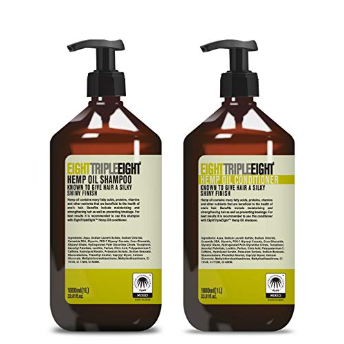 Eight Triple Eight Hemp Oil 1x Shampoo & 1x Conditioner 1L - For Silky Shiny Hair