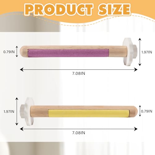 Image of Wooden Bird Perch Stand with Grinding, 2Pcs Parrot Cage Stand Branch, No Hurt Foot Claw Grinding Bird Perch for Cockatiels, Parakeets, Lovebirds