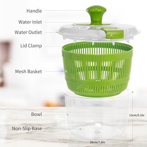Compact Salad Spinner with Washing Basket and Serving Bowl - Image 6