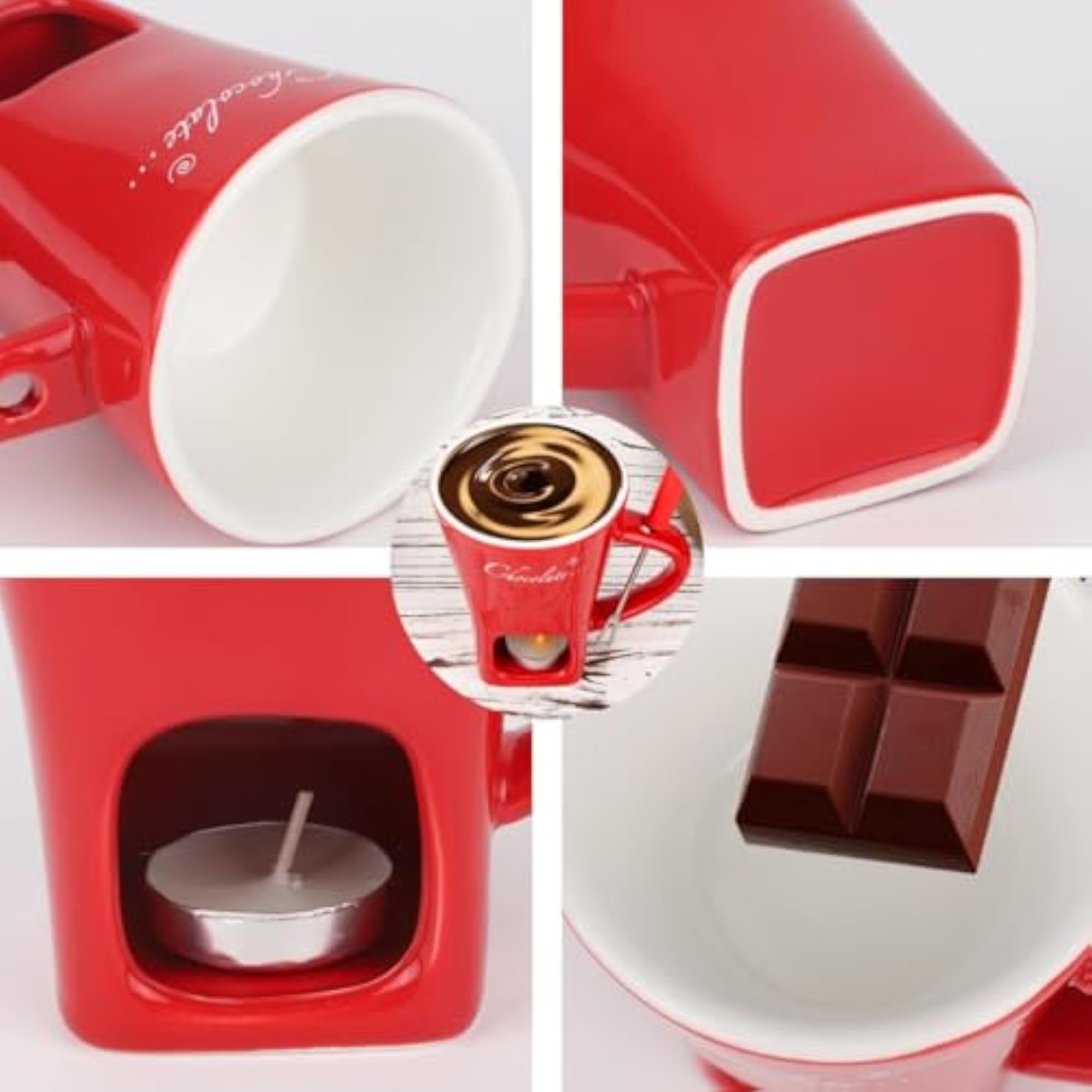 Ceramic Heart Pattern Fondue Set for Couples, Gift