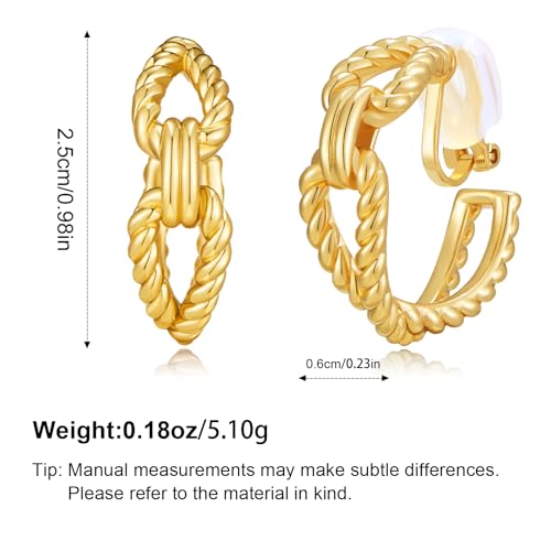 Image of Gold and Silver Mixed Metal Clip-On Earrings Two Tone Clip-On Earrings Chunky Twist Open Hoops Earring Fashion Jewelry
