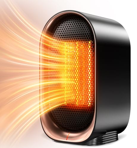 BZGG Electric Heater, 1000W Portable Room Heater,Space Heaters for Home with 2 Heat Settings & Overheat and Tip-Over Protection, Small Personal Heaters for Office Desk, Bedroom, Black