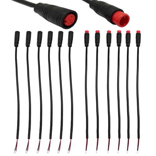 daier 6 Pairs 2 Pin Connector Ebike Waterproof Extension Cable,Female