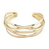 LuckyLy – Pulsera de Moda Corinne - Estilo Brazalete Mujer – Acero Inoxidable con Baño Color Oro – Detalles de Lazos...