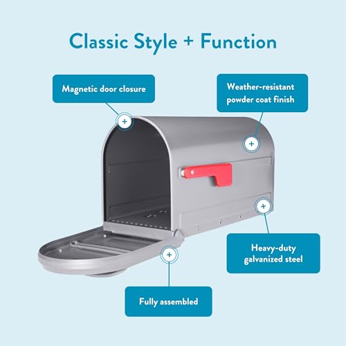 Architectural Mailboxes Mapleton™ Heavy Duty Steel Metal Post Mounted Mail Box for Outside, Graphite, Large Curbside Mailbox with Magnetic Latch by ARCHITECTURAL MAILBOXES - Image 4
