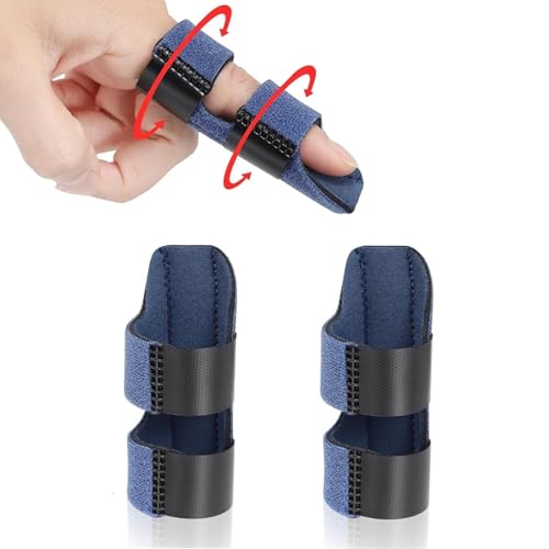 Masper 2 broches para dedos, pasador de dedo ajustable para adultos rotos de dedo gatillo de dedos, soporte para dedos lavable para artritis con soporte de barra de aluminio, color azul