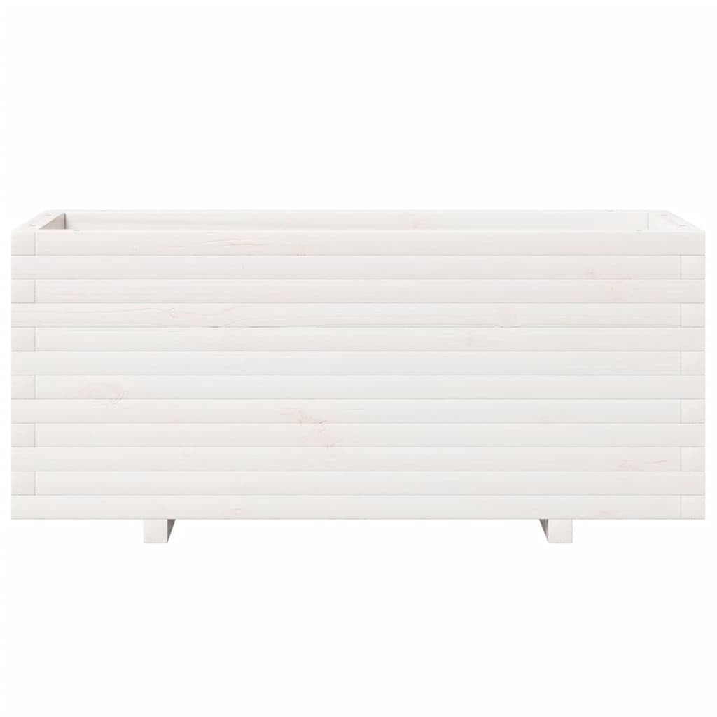 Generic 110x40x49,5 Cm Biała Drewniana Donica Ogrodowa, Lite Drewno Sosnowe, Solidna Rama z dużą ilością Miejsca na Rośliny, Warzywa, Zioła i Kwiaty