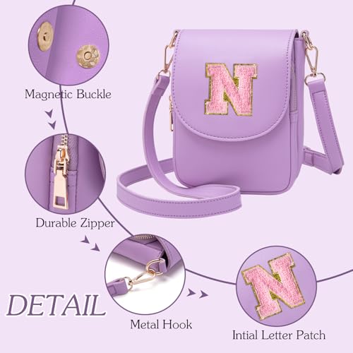 Image of Viverte Crossbody Purse for Teen Girls Small Initial Cell Phone Toddler Purse Leather Triple Compartment Crossbody Bags