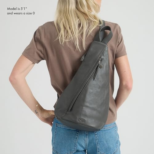 Image of The Sak Geo Sling Backpack in Leather, Convertible Design, Slate
