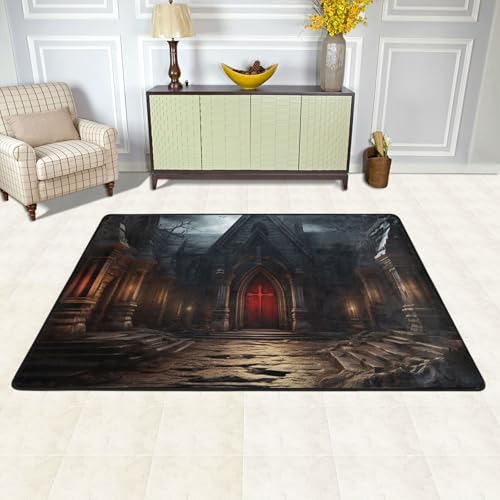 Tapis moderne en peluche courte Old Crypt 183x122 cm lavable et antidérapant