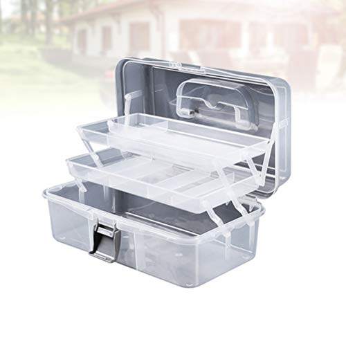Image of Foldable Nail Tool Box Multi- Functional Nail Storage Organizer Cosmetic Case Three- Layer Acrylic Nail Toolbox (Small, Transparent) Musical Acessories