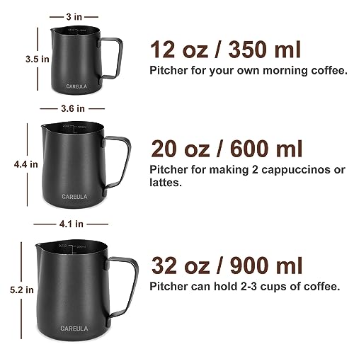 image for Careula Milk Frothing Pitcher, 12oz Stainless Steel Milk Frother Cup S