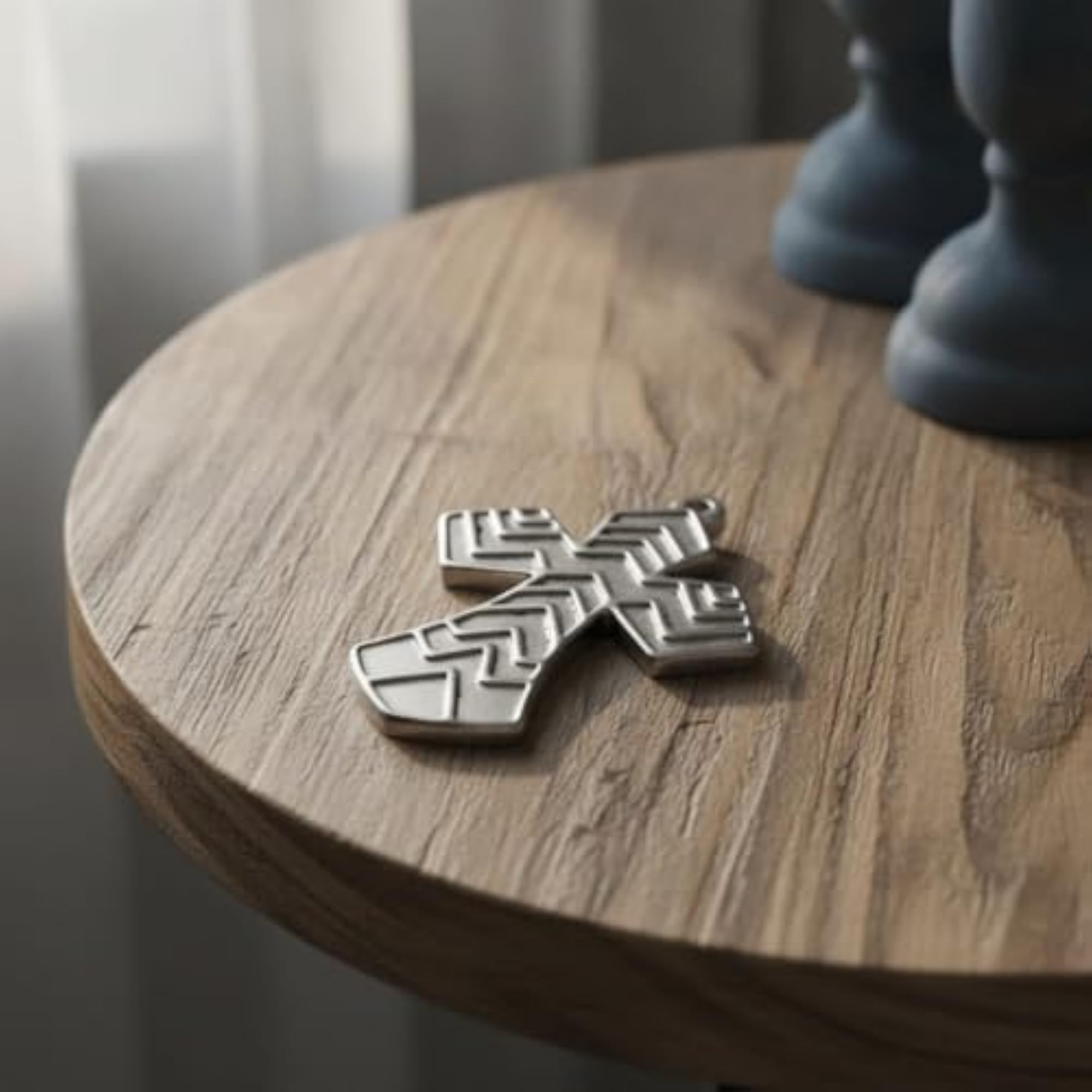 Silver-Tone Cross Pendant with Loop Charm