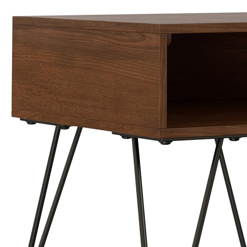 Image of SIMPLIHOME Hunter 22 inch Wide Metal Rectangular End Table in Walnut